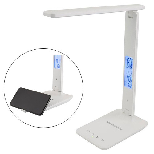 Настільна лампа з бездротовою зарядкою, годинником і будильником Київ - фото 8