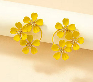 Серьги объемные желтые Цветы Киев - изображение 3