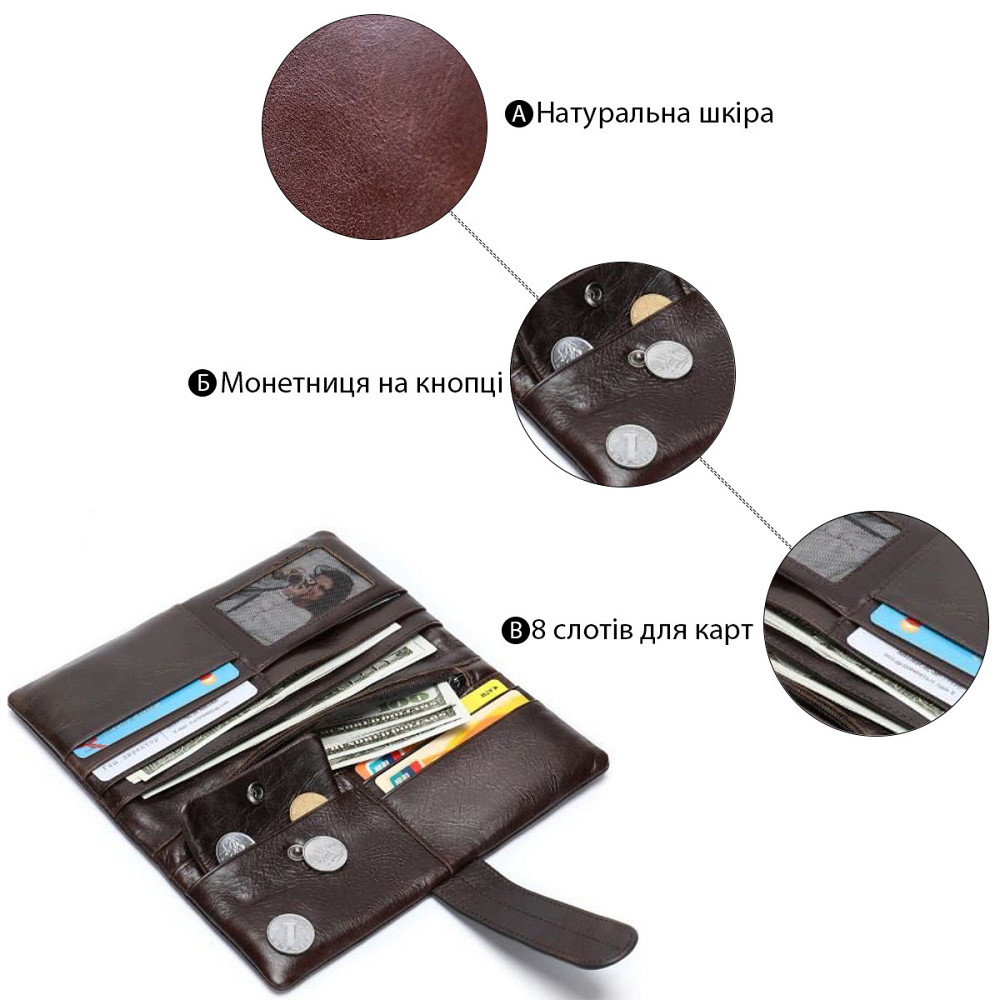 Кошелек универсальный Коричневый (Vintage) Киев - изображение 18