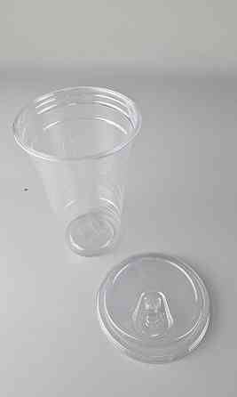 Комплект Стакан РЕТ щільний, прозорий, 500 мл плюс кришка рівна з поїлкою (100 шт.) Харків