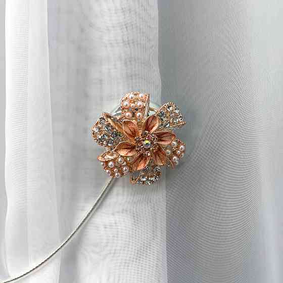 Магніти для штор та гардин "Flowers" набір 2 шт Персиковий (81-235) Київ