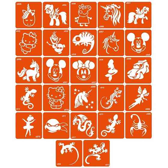 Набор трафаретов для био-тату «Z+V - мультики, ящерици» z-v_simple_5x5_27_1 Винница