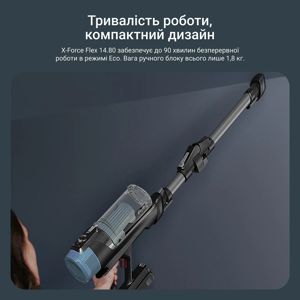 Аккумуляторний пилосос Rowenta X-Force Flex 14.80 Animal Aqua RH9BC1WO ( Синій ) Харків - фото 4