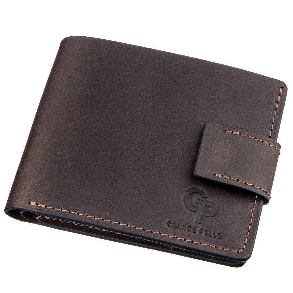 Тонкое кожаное портмоне унисекс GRANDE PELLE 11220 Коричневое Киев - изображение 1