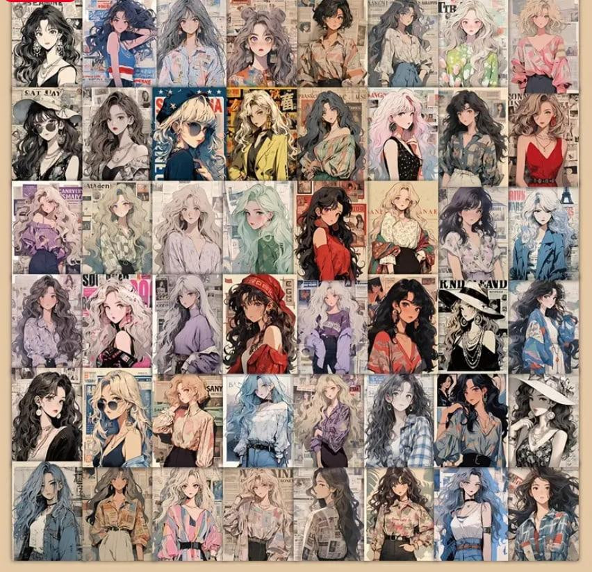 Наклейки з малюнками дівчат, модні жіночі постери-наклейки, стікерпак дівчата, набір 60 штук Київ - фото 3