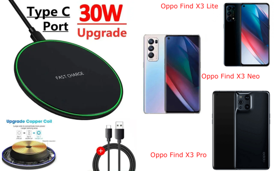 Бездротовий зарядний пристрій Copper до 30W для Oppo Find X3 Pro, USB-C, LED Київ