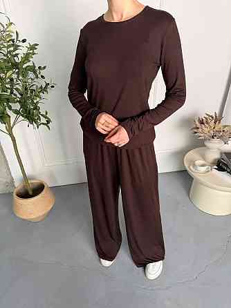 Женский базовый повседневный костюм из легкой вискозы Шоколад Одесса