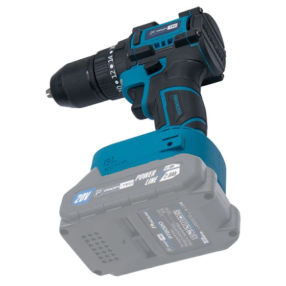 Потужний акумуляторний шуруповерт PROFI-TEC PCD5220BL POWERLine : з АКБ 2шт-20V 2.0 Ah, 52 Нм, набір головок Київ