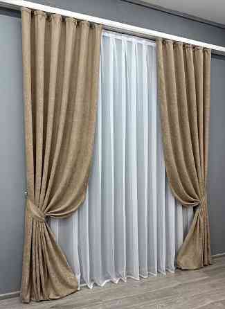 Комплект штор VR-Textil Жакард Viva Marmo № 1778ш Капучино 150х290 см 2 шт (33-0741) Киев