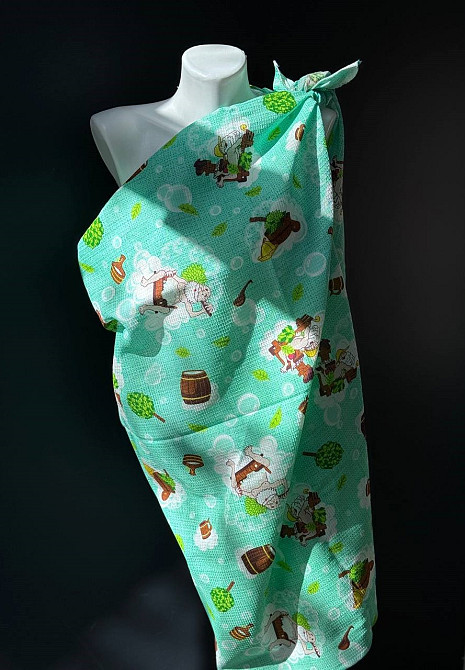 Ecotton Рушник пляжний Ecotton 100х150 см бавовняний вафельний бірюзовий в баню або спа Киев - изображение 3