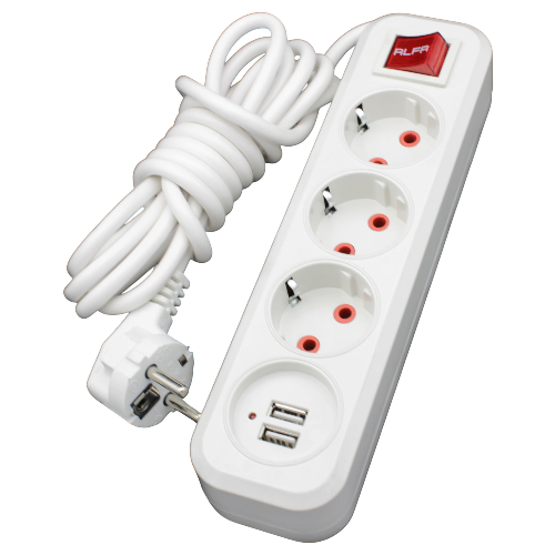 Удлинитель RLFR с заземлением 3 гнезда 3 метра + USB Днепр