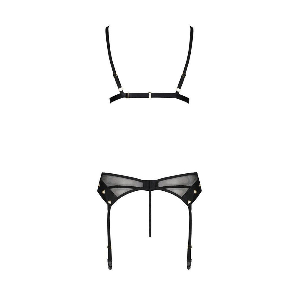 Комплект білизни Passion NESSY SET S/M black, бюстгальтер, пояс для панчіх, стрінги Sex Aura Київ - фото 4