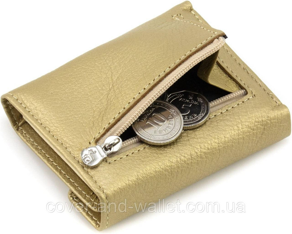 Маленький жіночий гаманець золотистого кольору з натуральної шкіри Marco Coverna 2201 Київ - фото 2