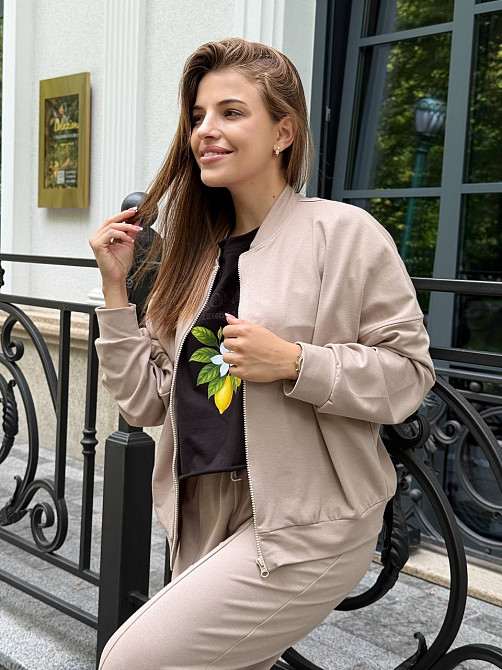 Женский костюм оверсайз с широкими брюками из двунитки Бежевый 42/44 Харьков - изображение 11