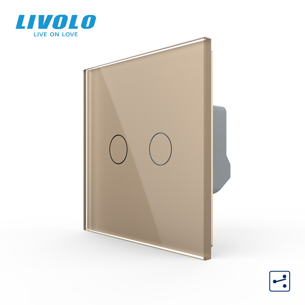 LIVOLO Сенсорний прохідний / перехресний вимикач LIVOLO, 2-сенсорний, золотий матове скло, 5А 2 Коломия - фото 2