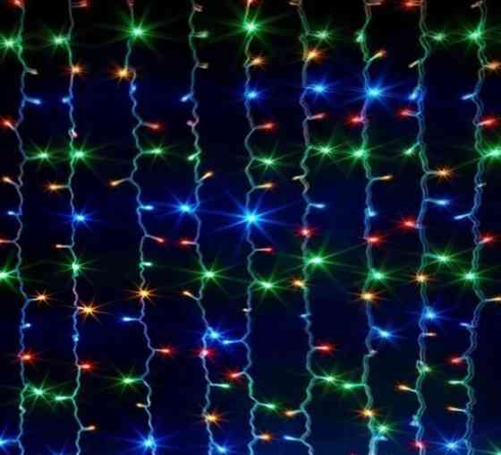 Гірлянда штора завіса Водоспад 3х3 м 280 LED велика лампа 3D (білий шнур, з перехідником) Вінниця