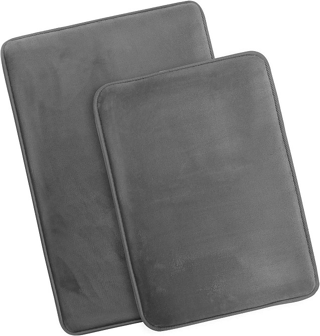 Набор 2 шт Антискользящих Мягких ковриков для ванной Aquarius с эффектом памяти 50х80 см и 40х60 см Графит Гладкий Буча - изображение 2