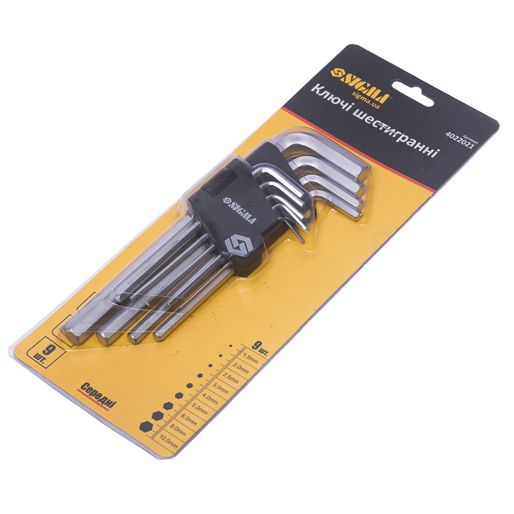 Ключи шестигранные 9шт 1.5-10мм CrV (средние) SIGMA (4022021) Киев - изображение 8