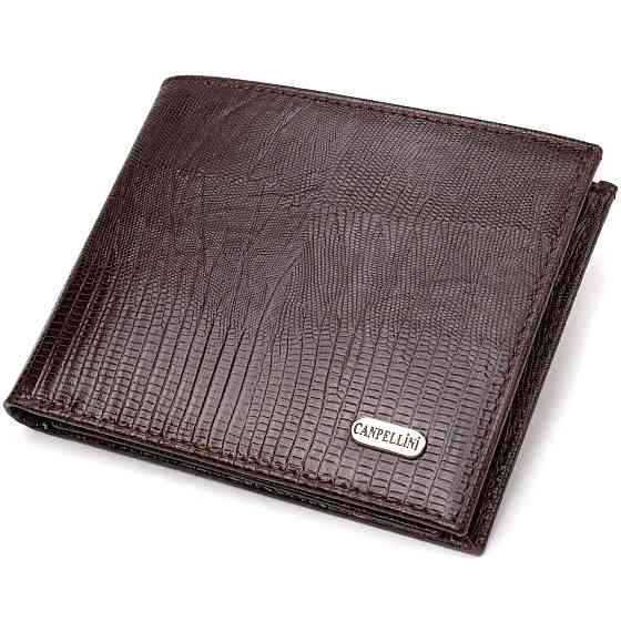 Зручне чоловіче портмоне із натуральної фактурної шкіри CANPELLINI 21869 Коричневий Київ