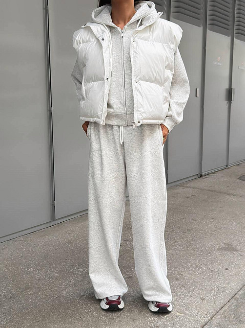 Женский стильный теплый костюм тройка из турецкой двухнити+ плащевка эми, Меланж 42 Одесса - изображение 1