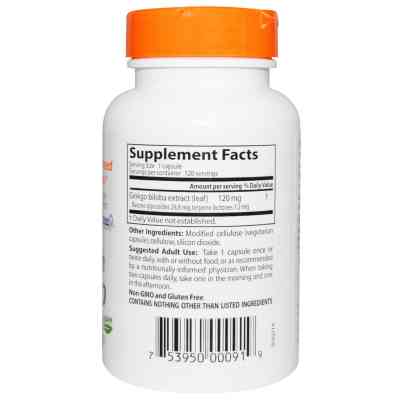 Трави Doctor&apos;s Best Супер Сильний Екстракт Гінкго 120мг, Profile Proven, 120 гел (DRB-00091) Вінниця