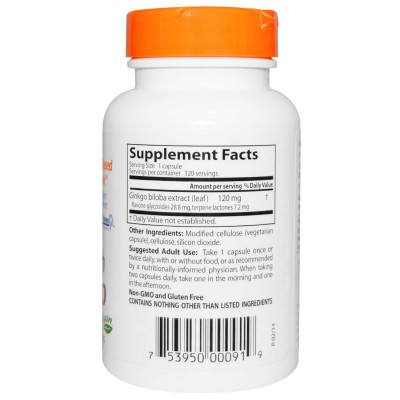 Трави Doctor&apos;s Best Супер Сильний Екстракт Гінкго 120мг, Profile Proven, 120 гел (DRB-00091) Вінниця - фото 2