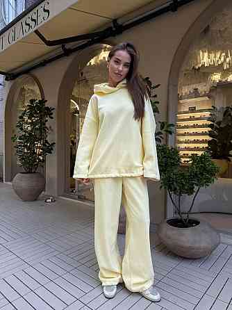 Жіночий стильний теплий костюм двосторонній фліс-полір Лимонний Одеса