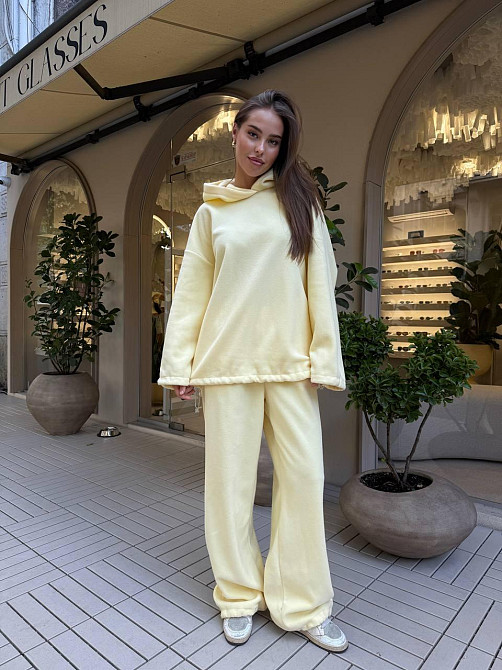 Жіночий стильний теплий костюм двосторонній фліс-полір Лимонний Одеса - фото 6