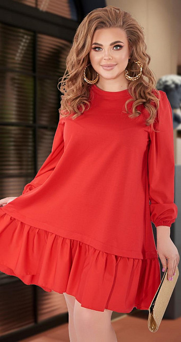 Расклешенное платье большого размера с оборкой (42) Киев - изображение 1