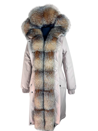 Парка женская с мехом блюфрост Бежевый р 56 95см Харьков