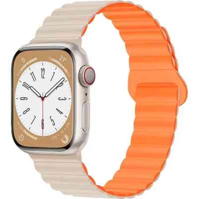 Ремінець до смарт-годинника Drobak Silicone Magnetic Link для Apple Watch All Series Ultra 2 49/45/44/42mm Starlight orange (898931) Вінниця