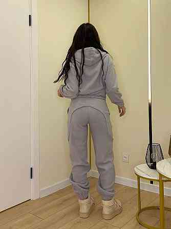Женский теплый костюм двойка: худи и штаны двусторонний полар флис Серый, 44/48 Одесса