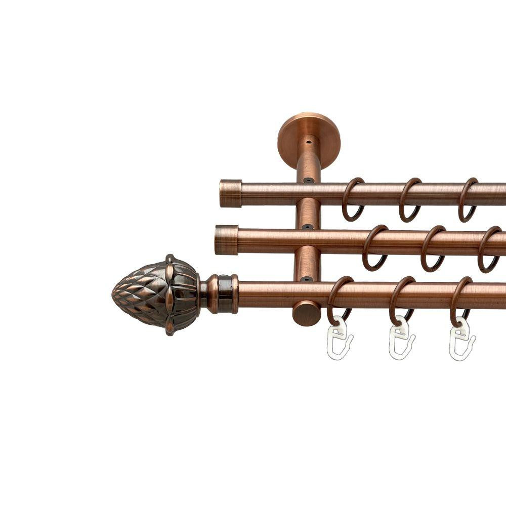 Карниз Orvit Цинара металевий трирядний циліндр (20 см) гладка труба кільце металеве Мідь 16\16\16 мм 160 см (00-00020520) Львів - фото 1