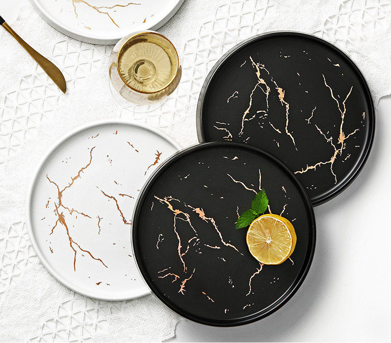 Тарелка Мраморная роскошь фарфоровая  20 см 541 грамм!!  Столовая тарелка мраморный рисунок БЕЛАЯ Кременчуг - изображение 1