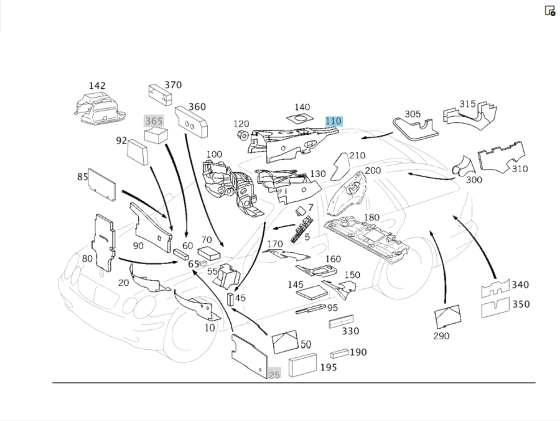 Mercedes-Benz  A2036823001 Шумоізоляція зовнішня тонелю АКПП ззаду C-class W203 C-class S203 CL203 Sportcoupe CLC C203 CLK Cabriolet A209 CLK Coupe C2 Одесса