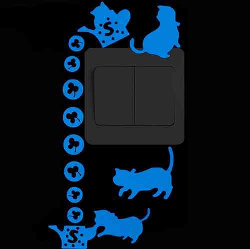 Світна наклейка на вимикач "Коти" Київ