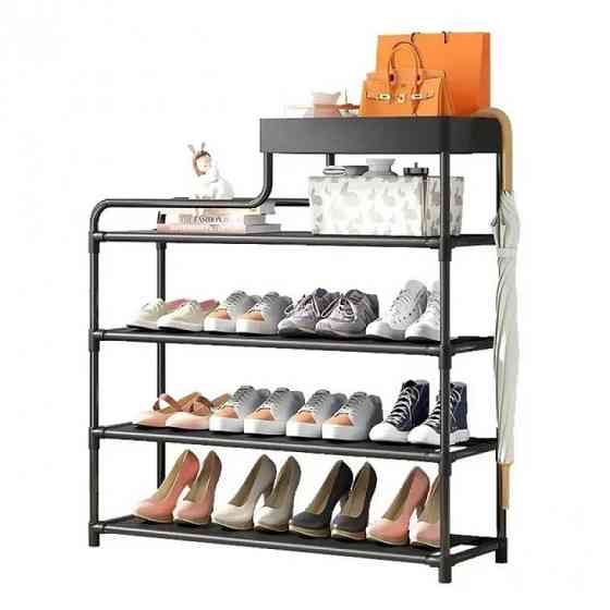 Полиця для взуття Shoe Rack 60x21x78 см, металева конструкція, 4 рівні, компактна та практична Київ