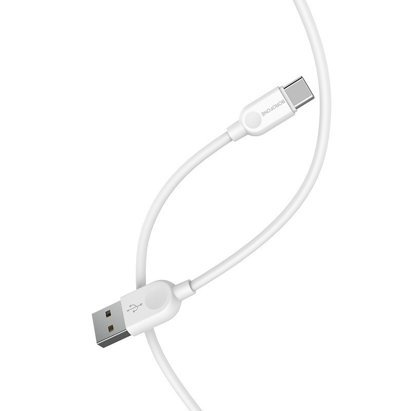 Кабель BOROFONE BX14 USB to Type-C 2.4A, 3m, PVC, TPE connectors, White Київ - фото 5