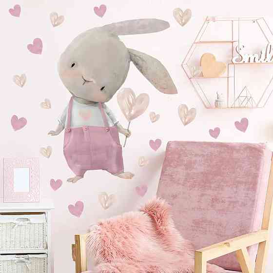 Наклейка декоративна вінілова в дитячу кімнату на стіну «Маленький зайчик» для дівчаток і хлопчиків 30х60 см Кам'янець-Подільський