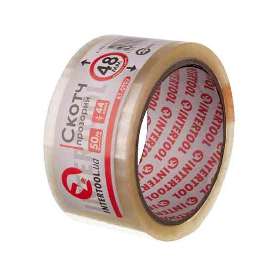Скотч прозорий, 50 м × 48 мм, 44 мкм INTERTOOL KT-0902 Київ