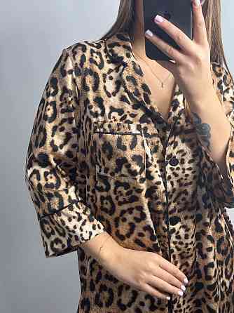 Женская ночная рубашка удлиненная шелковая Леопард 6 M Харьков