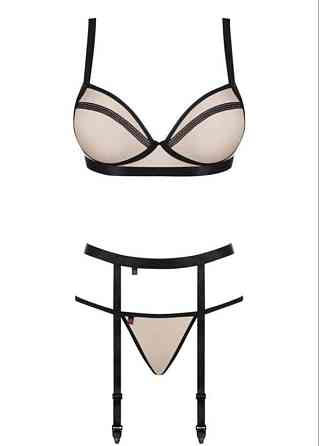 Жіночий комплект прозорий  Obsessive  Nudelia set тілесний S-M Славута