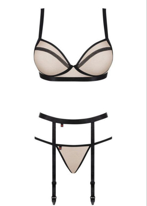 Жіночий комплект прозорий  Obsessive  Nudelia set тілесний S-M Славута - фото 5