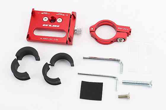 Тримач телефону на кермо алюмінієвий, ширина 50-100мм регульована, червоний G-85 Київ