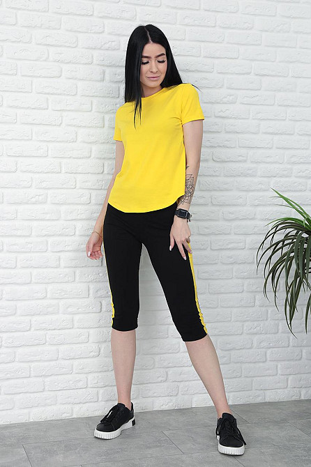 Спортивний костюм з бриджами "Dion" оптом | Норма Жовтий, 42-44 Київ - фото 1