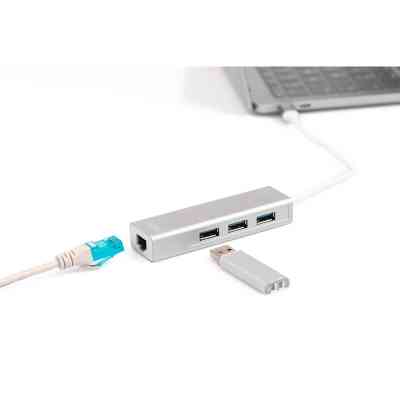 Концентратор Digitus USB-C - USB 3.0 3 Port Hub + Gigabit Ethernet (DA-70255) Вінниця
