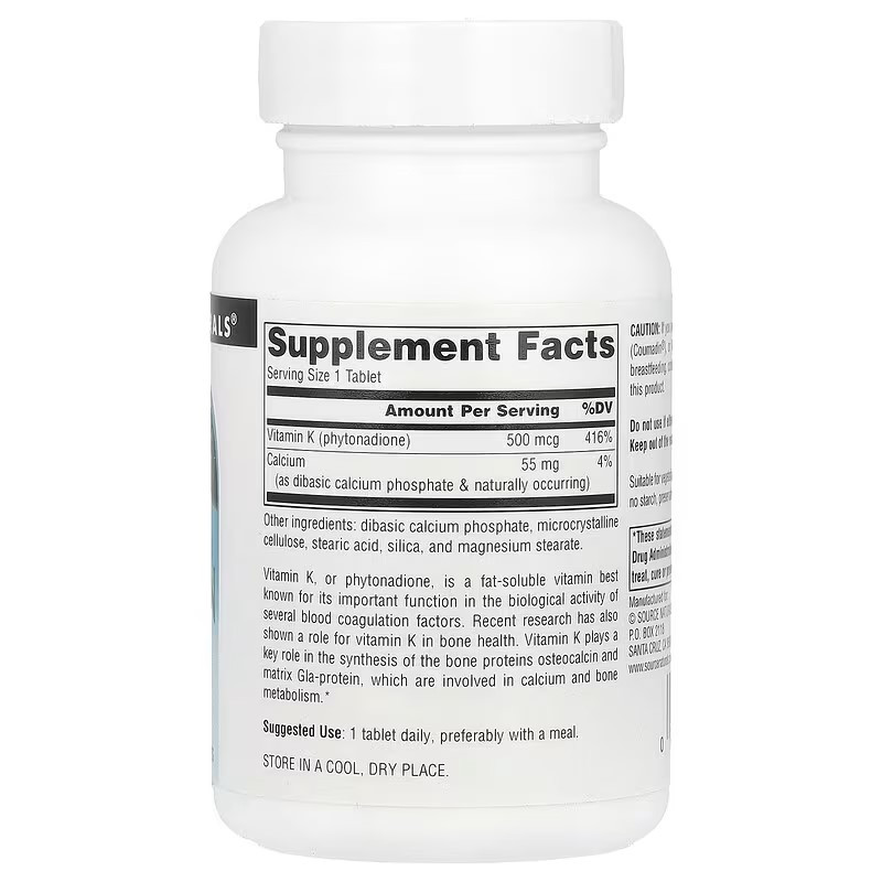 Витамин K Source Naturals Vitamin K, 500 mcg, 200 Tablets Луцк - изображение 2