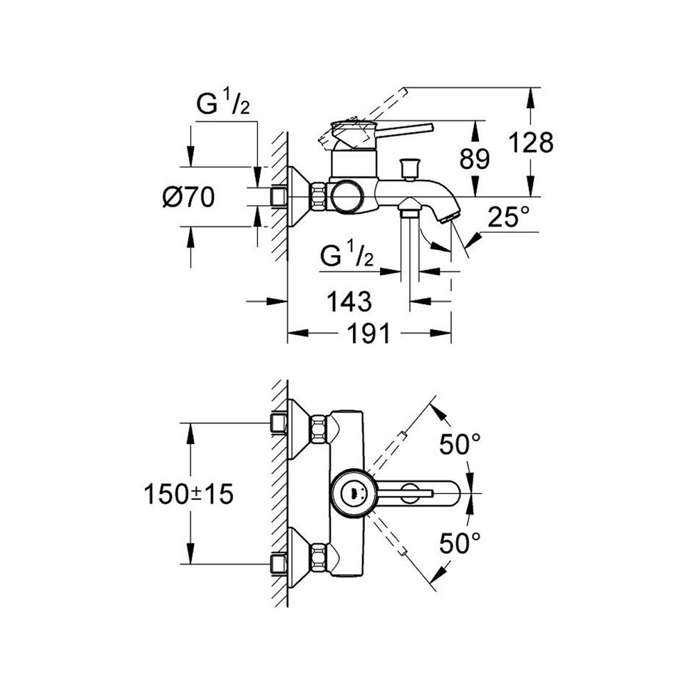 Змішувач для ванни Grohe BauClassic 32865000 хром Київ - фото 2
