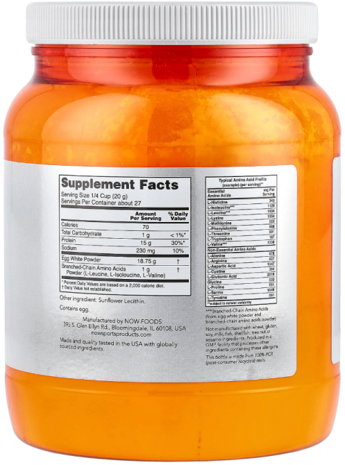 Яєчний протеїн з BCAA NOW Foods Sports Egg White Protein BCAAs NOW Foods Sports без смаку 544 г Київ - фото 2