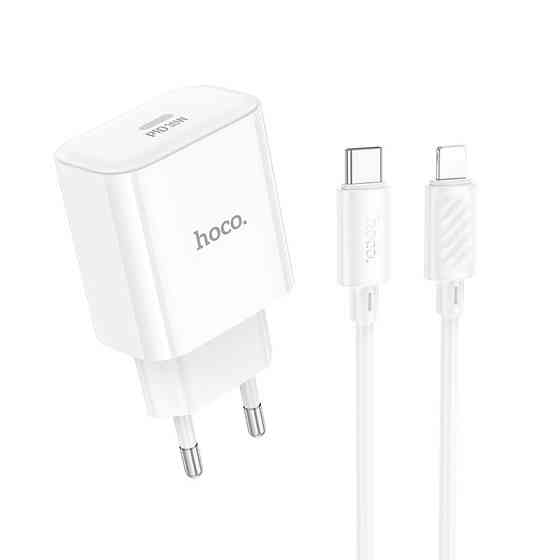 Сетевое зарядное устройство с кабелем HOCO C76A Pro Majestic single port PD30W charger set (C to iP)(EU) White Одесса